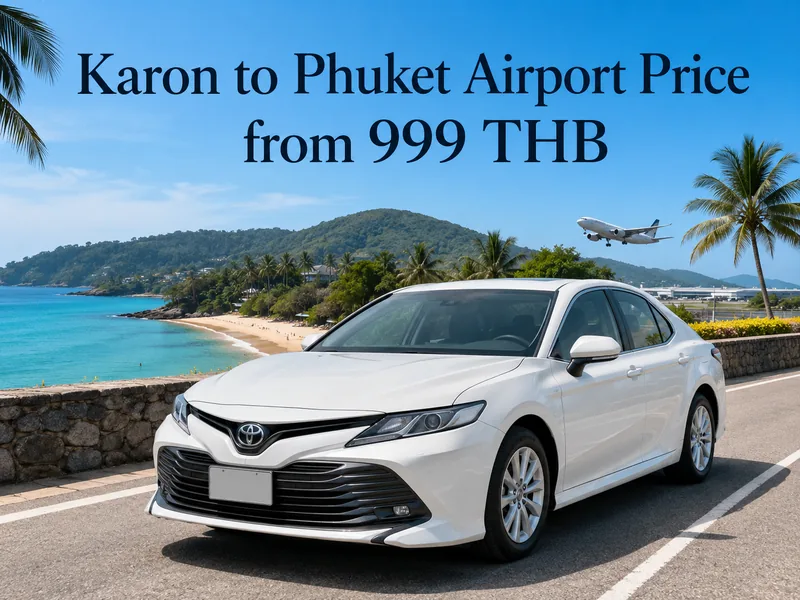 Road distance from Karon to Phuket airport, 43 km by Route 4028 and Highway 402