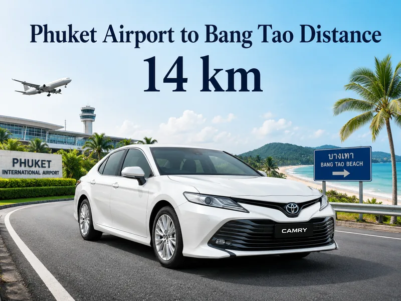 Road from Phuket airport to Bang Tao, 18 km south on Highway 402 and west to the coast