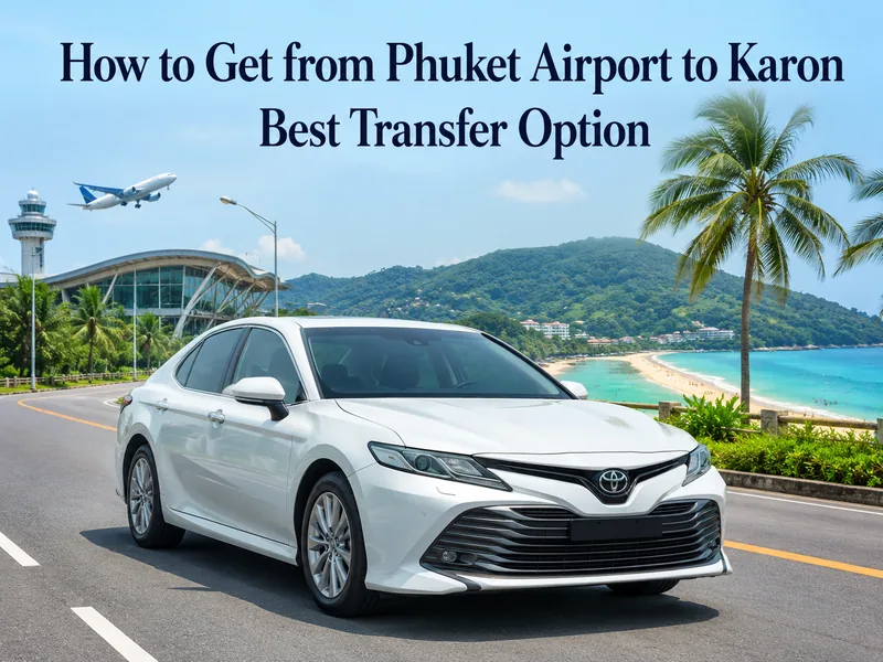 Road distance from Phuket airport to Karon Beach, 43 km by Highway 402 and Route 4028