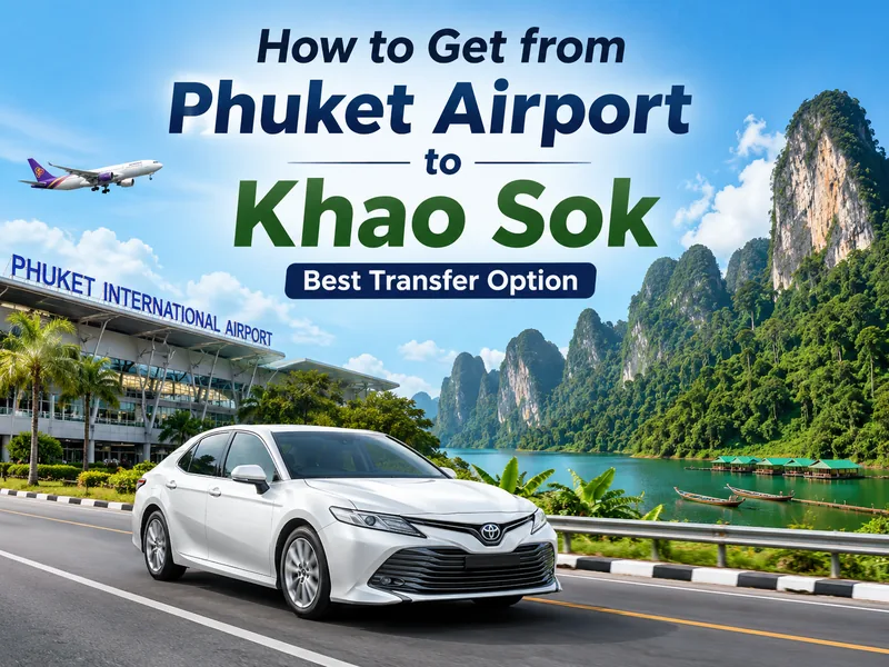 Ways to travel from Phuket airport to Khao Sok: private transfer, bus, tour, taxi and rental car