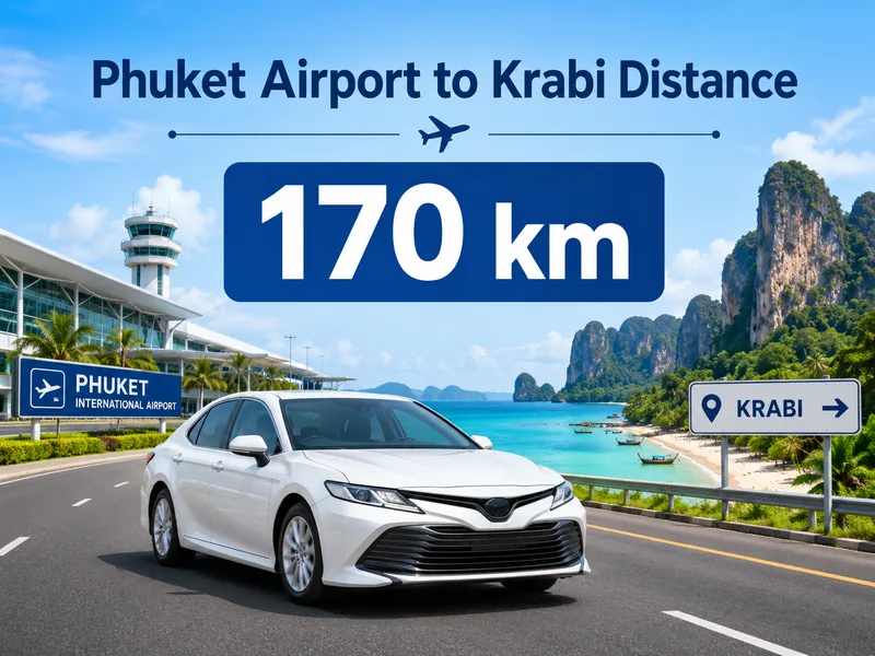 Road from Phuket airport to Krabi Town, 165 km via Highway 402 and Highway 4
