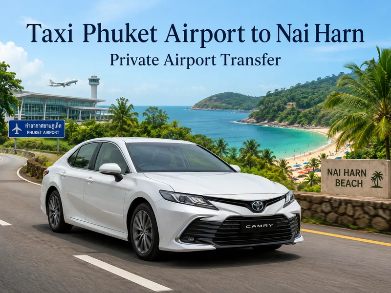 Fixed taxi prices from Phuket airport to Nai Harn Beach by vehicle type