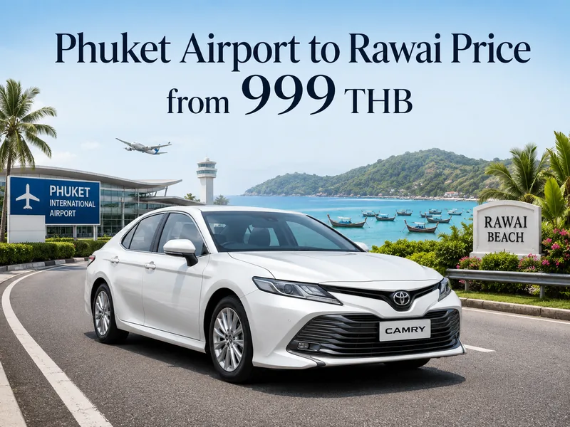 Fixed taxi prices by car type from Phuket airport to Rawai