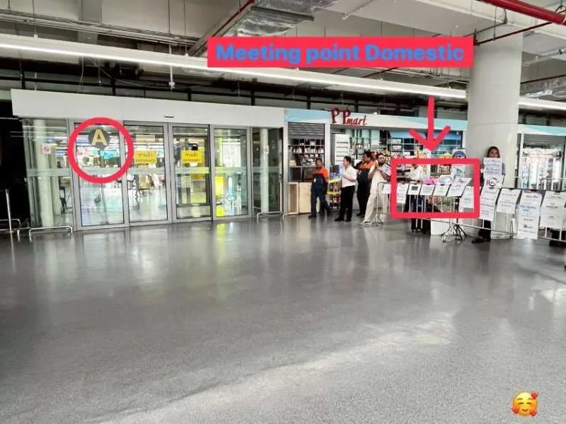 Domestic arrivals meeting point at Phuket airport: Gate A