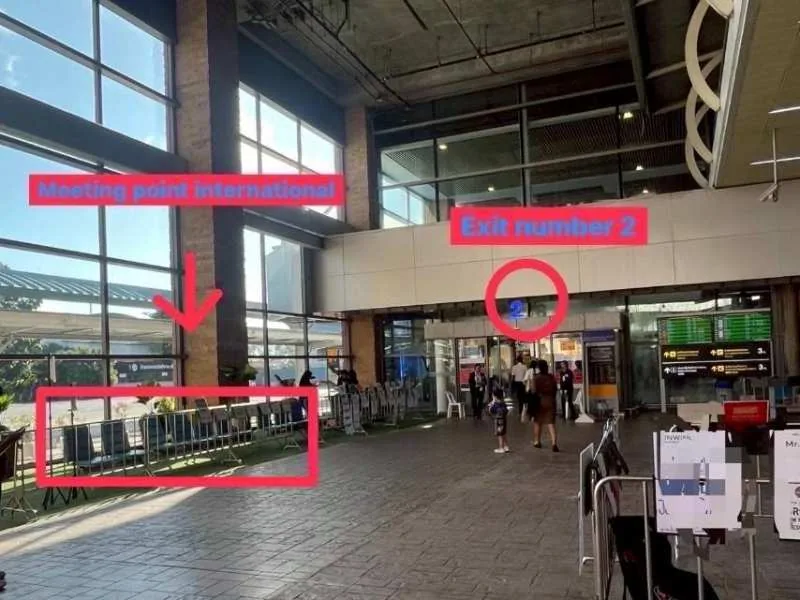 International arrivals meeting point at Phuket airport: Gate 2, next to Exit 2